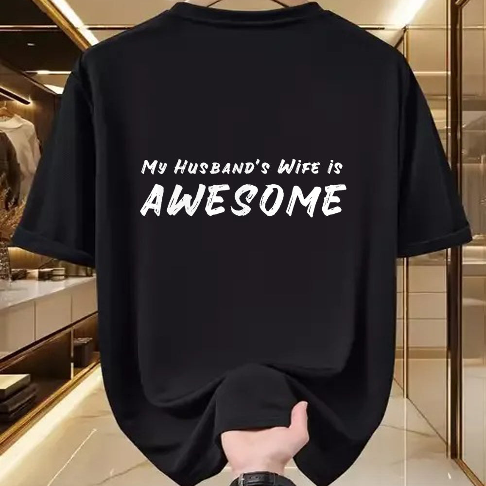 Best Wife Shirt, Wife and Husband Unisex T-Shirt/Hoodie/Sweatshirt HLT00 - Women's My Husband's Wife Is Awesome Funny T-Shirt