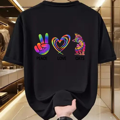 Cat Love Shirt, Funny Cat Lover Gift UnisexT-Shirt/Hoodie/Sweatshirt HLT00 - Peace Love Cats Funny Kitty Cat Lover T-Shirt (1)