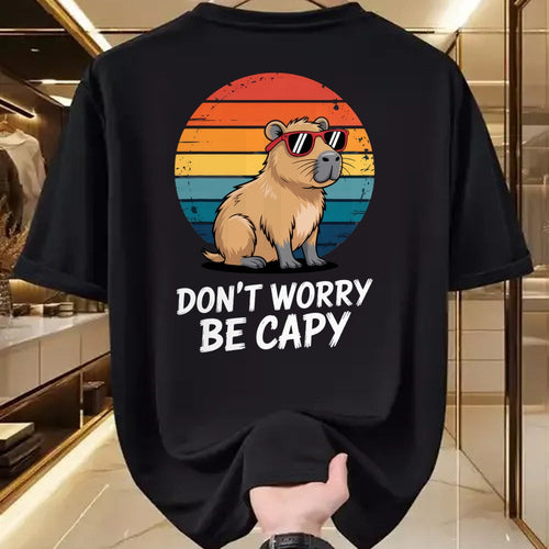 Cute Capybara Shirt, Funny Capybara Unisex T-Shirt/Hoodie/Sweatshirt HLT00 - Don_t Worry Be Capy Relaxed Capybara Lovers Summer Vibes T-Shirt