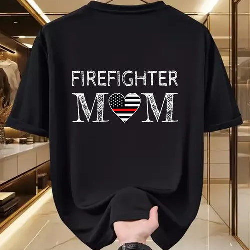 Gift for Mom Shirt, Funny Mom Unisex T-Shirt/Hoodie/Sweatshirt HLT00 - Firefighter Mom Mother Support the Thin Red Line Flag Son T-Shirt