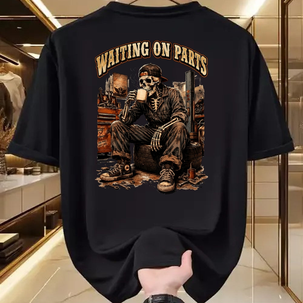 Best Mechanic Life Shirt, Funny Mechanic UnisexT-Shirt/Hoodie/Sweatshirt HLT00 - Waiting On Parts Funny Mechanic Skeleton Garage Father's Day T-Shirt