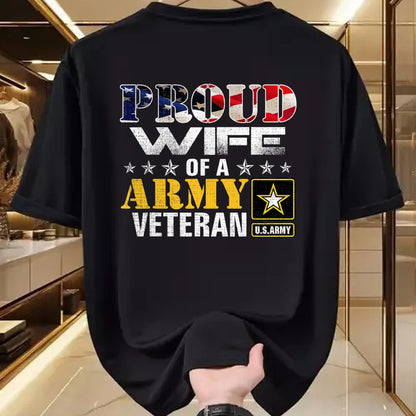 Best Wife Shirt, Wife and Husband Unisex T-Shirt/Hoodie/Sweatshirt HLT00 - Gift for wife T shirt, lucky wife   Proud Wife Of A Army Veteran American Flag Military Gift T-Shirt