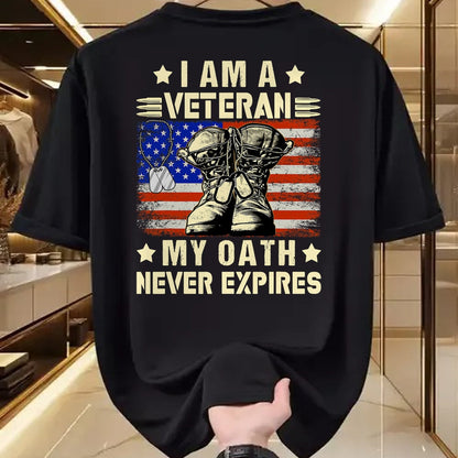 Proud Veteran Shirt, Funny Veteran UnisexT-Shirt/Hoodie/Sweatshirt HLT00 - I am A Veteran My Oath Never Expires Veteran Day USA Flag T-Shirt