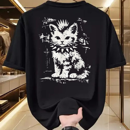 Cat Love Shirt, Funny Cat Lover Gift UnisexT-Shirt/Hoodie/Sweatshirt HLT00 - Punk Cat Grunge Rebel Cat Alternative Style T-Shirt, Women, Black, X-Large