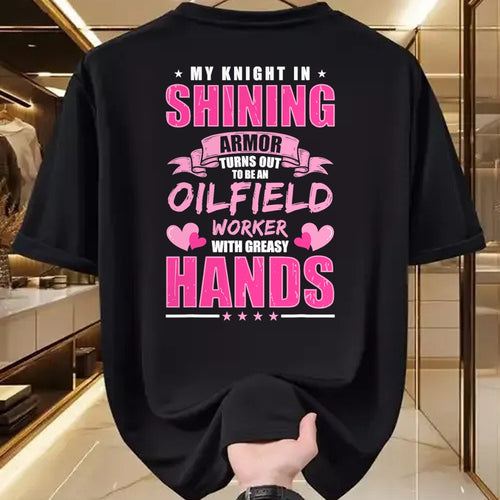 Best Wife Shirt, Wife and Husband Unisex T-Shirt/Hoodie/Sweatshirt HLT00 - Oilfeild Oilfield Girlfriend Spoiled Oilfield Wife T-Shirt