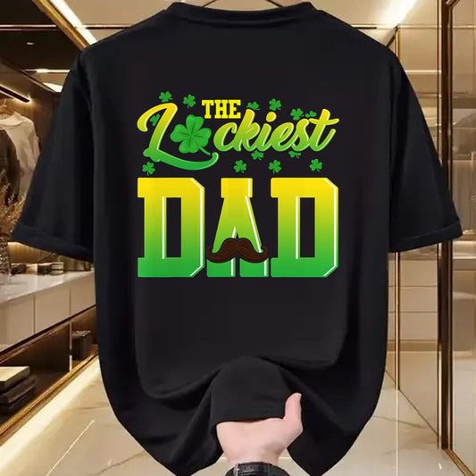Gift for Dad Shirt, Funny Dad Unisex T-Shirt/Hoodie/Sweatshirt HLT00 – Mens Luckiest Dad Tshirt St. Patrick_s Day Lucky Irish Gift Tee