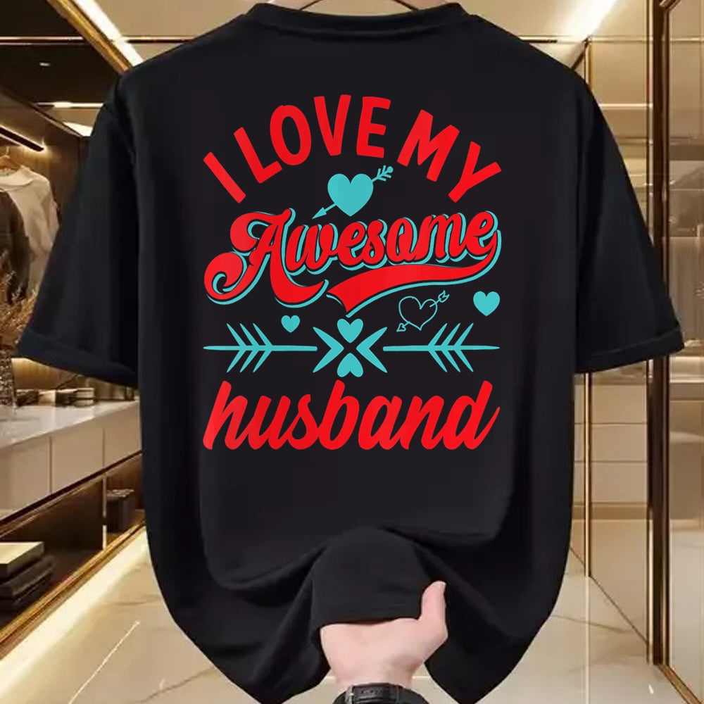 Best Wife Shirt, Wife and Husband Unisex T-Shirt/Hoodie/Sweatshirt HLT00 - Womens I Love My Awesome Husband Womens Husband Anniversary V-Neck T-Shirt