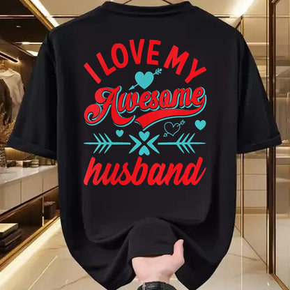 Best Wife Shirt, Wife and Husband Unisex T-Shirt/Hoodie/Sweatshirt HLT00 - Womens I Love My Awesome Husband Womens Husband Anniversary V-Neck T-Shirt