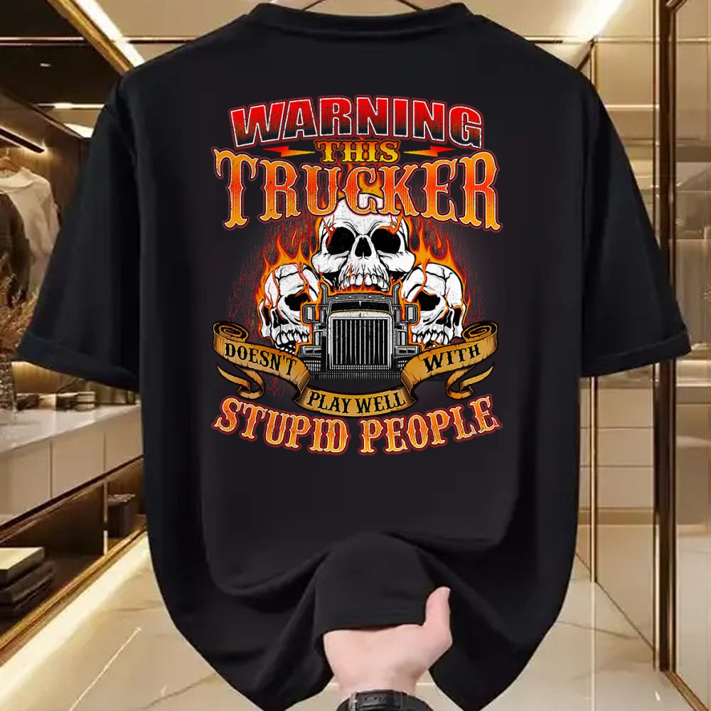 Best Truck Driver Life Shirt, Funny Trucker UnisexT-Shirt/Hoodie/Sweatshirt HLT00 - This Trucker Doesn't Play Well - Semi Truck Driver Trucking T-Shirt