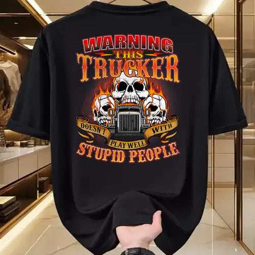 Best Truck Driver Life Shirt, Funny Trucker UnisexT-Shirt/Hoodie/Sweatshirt HLT00 - This Trucker Doesn't Play Well - Semi Truck Driver Trucking T-Shirt