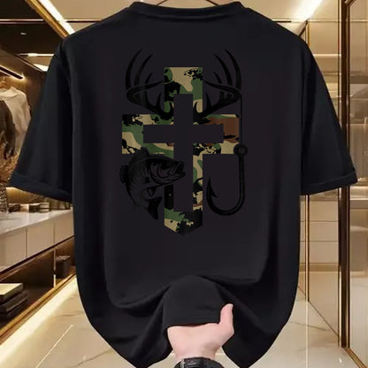 Best Thanksgiving Family Shirt , Funny Thanksgiving UnisexT-Shirt/Hoodie/Sweatshirt HLT00 - Youth Camo Faith Hunting Fishing Cross Hook Christian Jesus T-Shirt