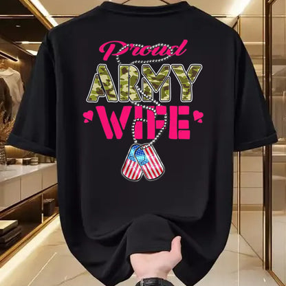 Best Wife Shirt, Wife and Husband Unisex T-Shirt/Hoodie/Sweatshirt HLT00 - Gift for wife T shirt, lucky wife   Proud Army Wife Camo US Flag Dog Tags Pride Military Spouse T-Sh