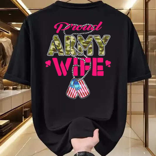 Best Wife Shirt, Wife and Husband Unisex T-Shirt/Hoodie/Sweatshirt HLT00 - Gift for wife T shirt, lucky wife   Proud Army Wife Camo US Flag Dog Tags Pride Military Spouse T-Sh