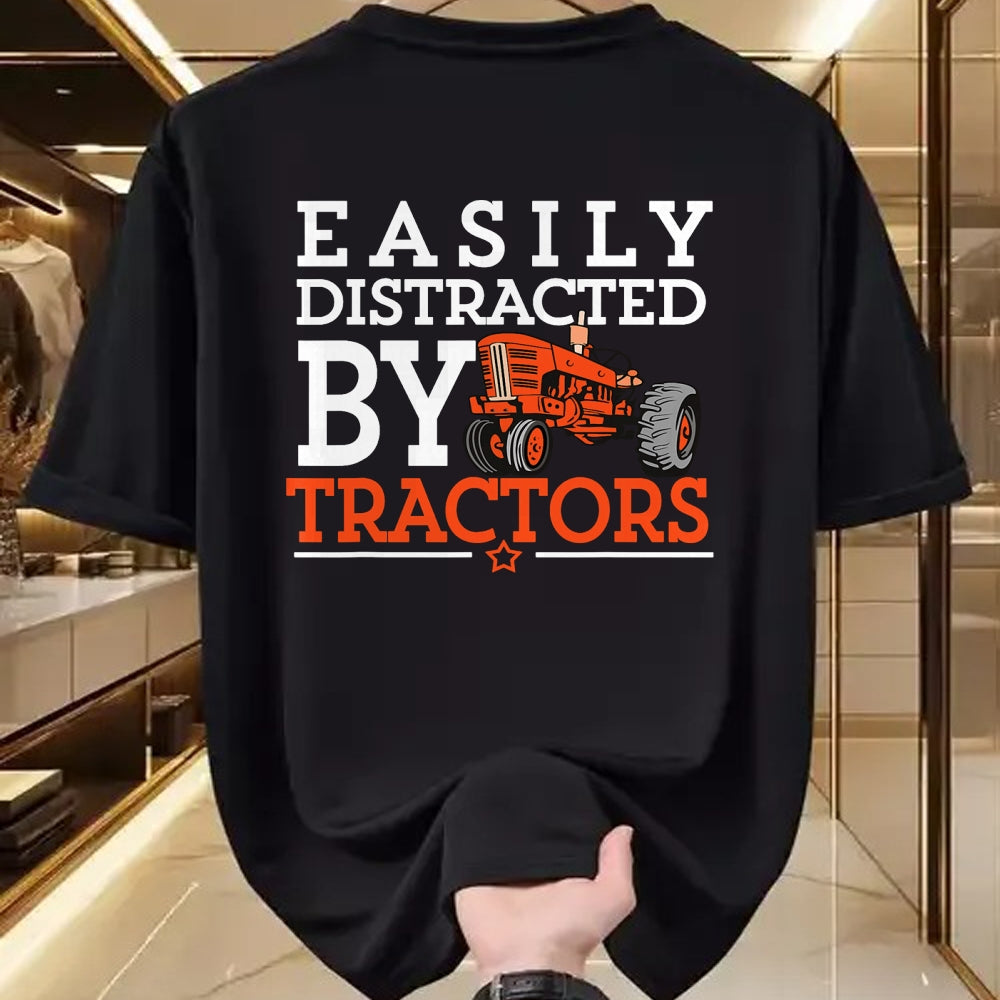 Best Farmer Life Shirt, Funny Farmer UnisexT-Shirt/Hoodie/Sweatshirt HLT00 - Easily Distracted by Tractors Farming Funny Vintage Tractor T-Shirt