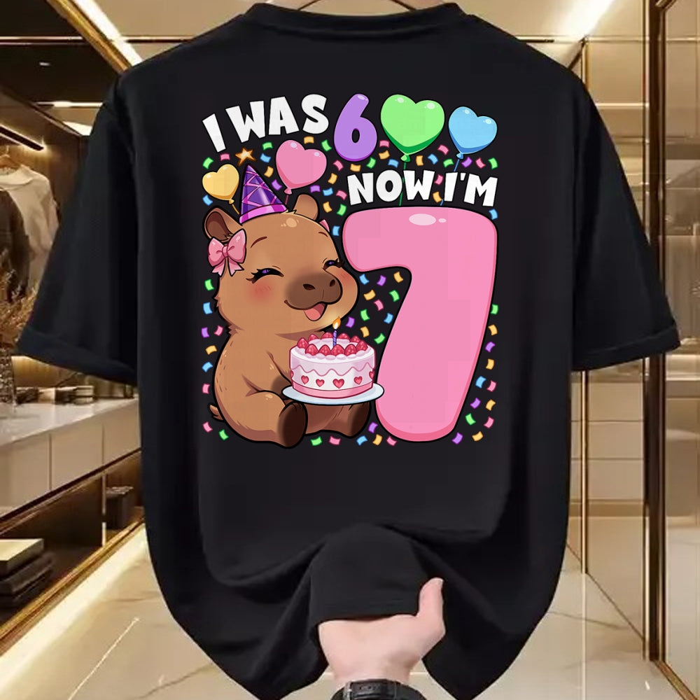 Cute Capybara Shirt, Funny Capybara Unisex T-Shirt/Hoodie/Sweatshirt HLT00 - I was 6 Now I_m 7 Shirt  Kawaii 7th Capybara 67 Birthday T-Shirt