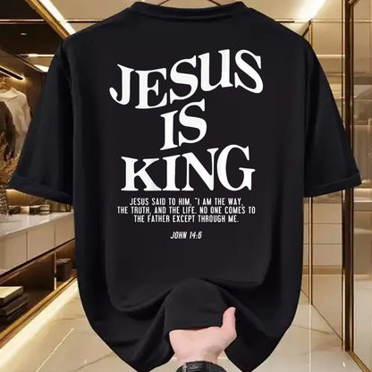 Christian Tee, Christian Faith Unisex T-Shirt/Hoodie/Sweatshirt HLT00 - Jesus Is King Jesus John 146 Costume Christian (On Back) T-Shirt (2)