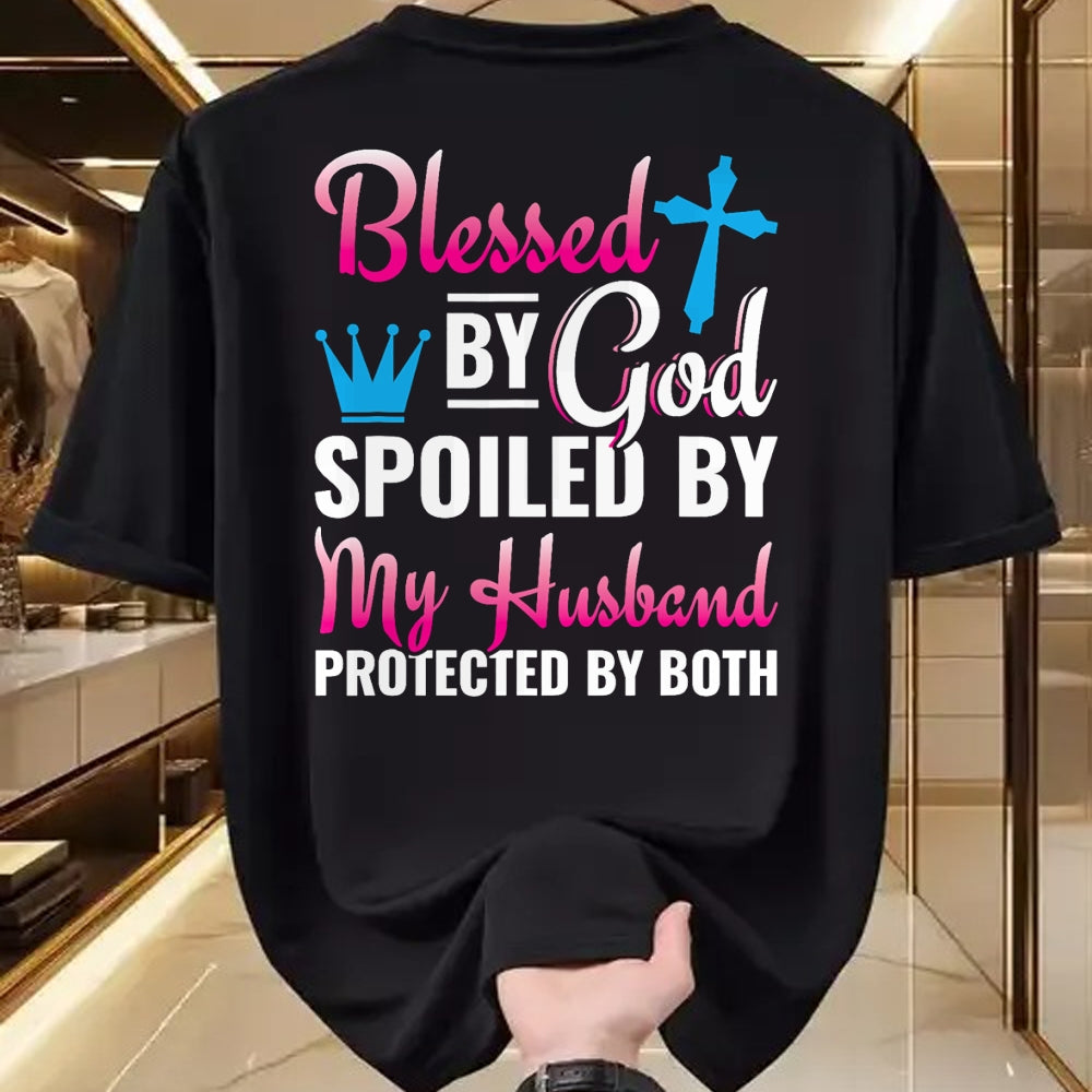 Best Wife Shirt, Wife and Husband Unisex T-Shirt/Hoodie/Sweatshirt HLT00 - Gift for wife T shirt, spoiled wife   Christian Wife Jesus Blessed By God Spoiled By My Husband T-Sh (2)