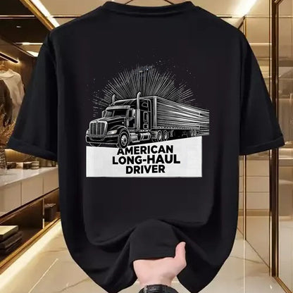 Best Truck Driver Life Shirt, Funny Trucker UnisexT-Shirt/Hoodie/Sweatshirt HLT00 - American Long-Haul Driver Patriotic Semi Truck Driver T-Shirt, Men, Heather Blue, Large