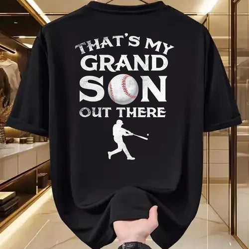 Best Grandpa Shirt, Proud Grandpa Unisex T-Shirt/Hoodie/Sweatshirt HLT00 - That's My Grandson Out There Baseball T-shirt Papa Tee Mimi T-Shirt