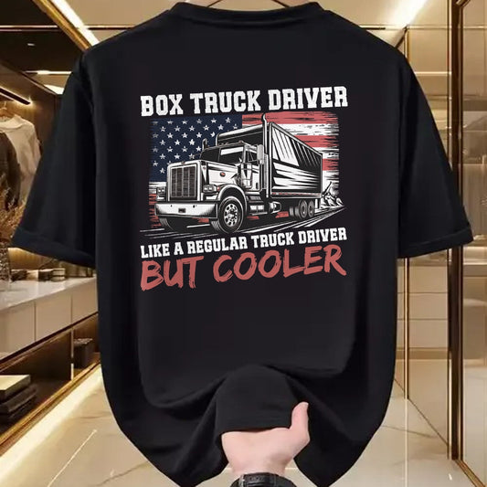 Best Truck Driver Life Shirt, Funny Trucker UnisexT-Shirt/Hoodie/Sweatshirt HLT00 - Truck Driver Construction Site US Flag Box Truck T-Shirt