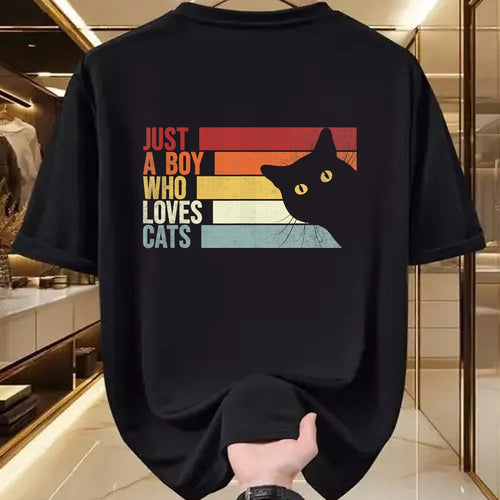 Cat Love Shirt, Funny Cat Lover Gift UnisexT-Shirt/Hoodie/Sweatshirt HLT00 - Just A Boy Who Loves Cats. Funny Cats Lover T-Shirt (1)