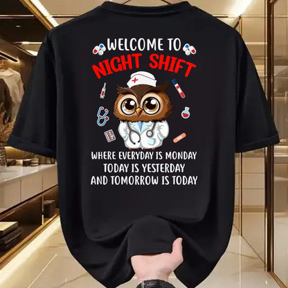 Funny Nurse Shirt, Nurse Unisex T-Shirt/Hoodie/Sweatshirt HLT00 - Owl Night Shift Funny Nurse Nursing Rn Lpn Cna For Men Women T-Shirt