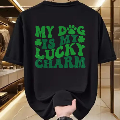 Gift for Mom Shirt, Funny Mom Unisex T-Shirt/Hoodie/Sweatshirt HLT00 - My Dog Is My Lucky Charm Retro St Patricks Day Dog Mom T-Shirt