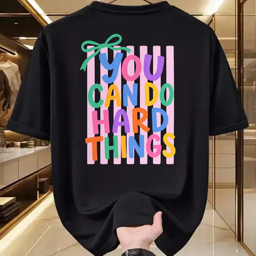 Best Teacher Shirt, Funny Teacher UnisexT-Shirt/Hoodie/Sweatshirt HLT00 - Striped You Can Do Hard Things Motivational Teacher T-Shirt