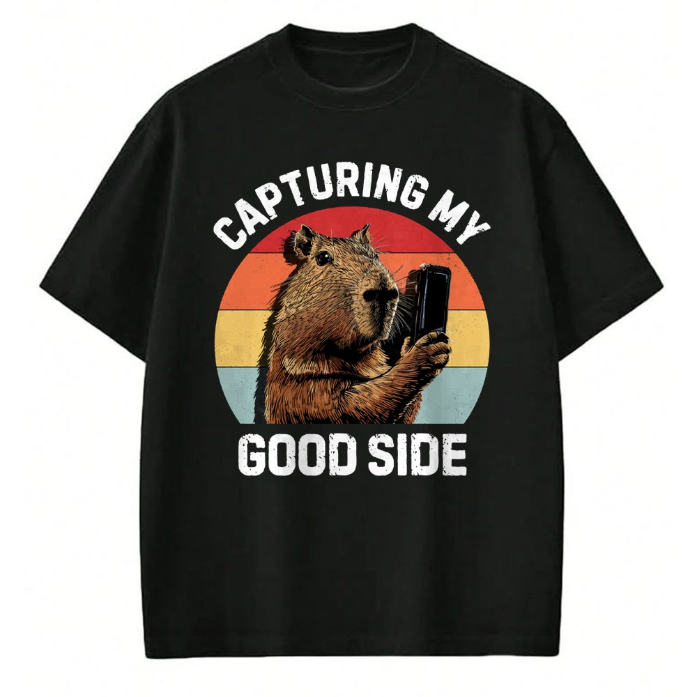 Cute Capybara Shirt, Funny Capybara Unisex T-Shirt/Hoodie/Sweatshirt HLT00 - Capybara Selfie Long Sleeve T-Shirt