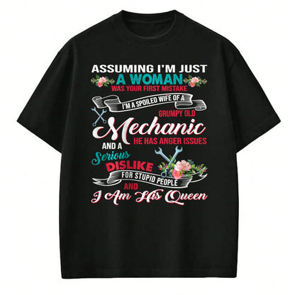 Best Wife Shirt, Wife and Husband Unisex T-Shirt/Hoodie/Sweatshirt HLT00 - Gift for wife T shirt, spoiled wife   I'm A Spoiled Wife Of A Grumpy Old Mechanic T-Shirt