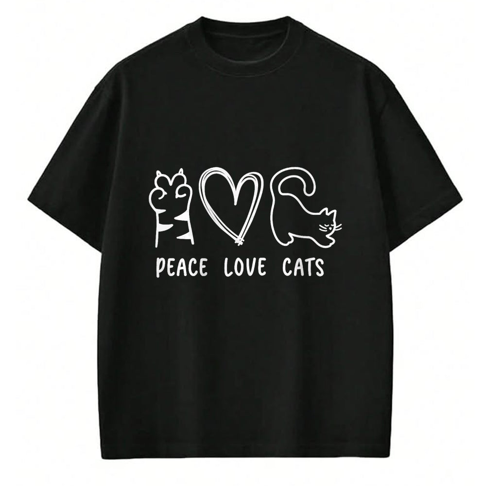Cat Love Shirt, Funny Cat Lover Gift UnisexT-Shirt/Hoodie/Sweatshirt HLT00 - Peace Love Cats Design T-Shirt