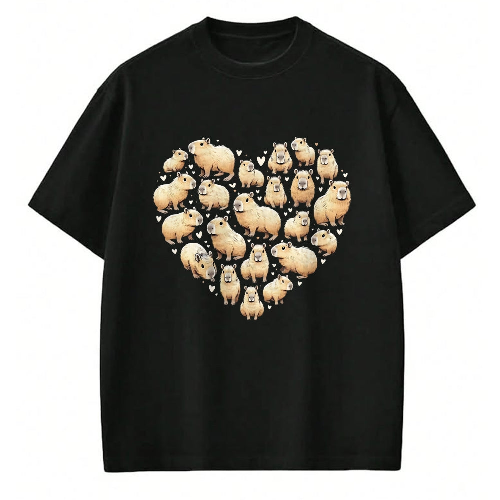 Cute Capybara Shirt, Funny Capybara Unisex T-Shirt/Hoodie/Sweatshirt HLT00 - Heart Shaped Capybara Long Sleeve T-Shirt