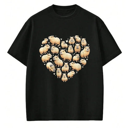 Cute Capybara Shirt, Funny Capybara Unisex T-Shirt/Hoodie/Sweatshirt HLT00 - Heart Shaped Capybara Long Sleeve T-Shirt