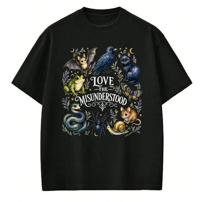 Cat Love Shirt, Funny Cat Lover Gift UnisexT-Shirt/Hoodie/Sweatshirt HLT00 - Love The Misunderstood Bat Frog Raven Snake Cat Moth Spider T-Shirt (2)
