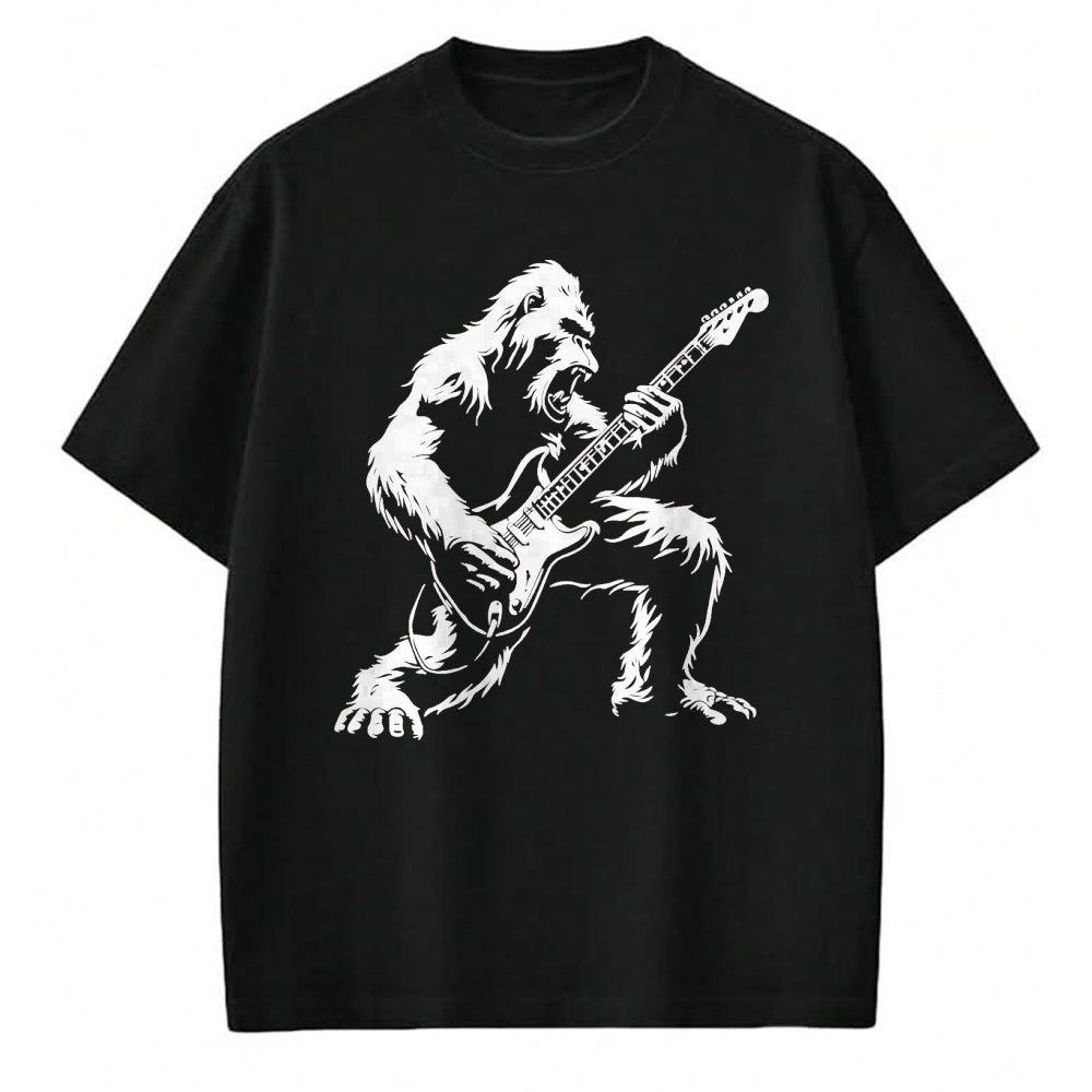 Guitar Lover Shirt, Funny Guitar UnisexT-Shirt/Hoodie/Sweatshirt HLT00 - Bigfoot Playing Guitar Rock Music Band Sasquatch T-Shirt, Men, Black, 3X-Large