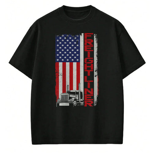 Best Truck Driver Life Shirt, Funny Trucker UnisexT-Shirt/Hoodie/Sweatshirt HLT00 - Trucker Truck Driver Halloween Pun Vintage USA American Flag T-Shirt (1)