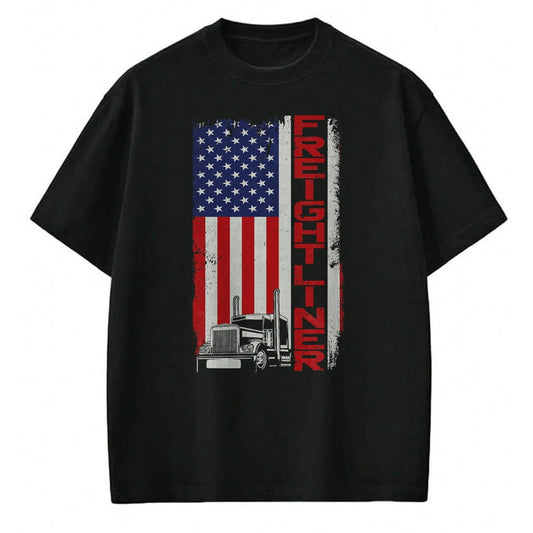 Best Truck Driver Life Shirt, Funny Trucker UnisexT-Shirt/Hoodie/Sweatshirt HLT00 - Trucker Truck Driver Halloween Pun Vintage USA American Flag T-Shirt (1)