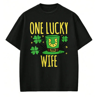Best Wife Shirt, Wife and Husband Unisex T-Shirt/Hoodie/Sweatshirt HLT00 - Gift for wife T shirt, lucky wife   Womens One Lucky Wife St. Patrick's Day Lucky Wife V-Neck T-Shir