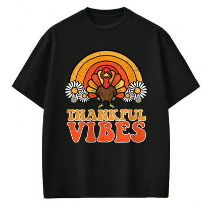 Best Thanksgiving Family Shirt , Funny Thanksgiving UnisexT-Shirt/Hoodie/Sweatshirt HLT00 - Thankful Vibes Turkey Rainbow Funny Retro Thanksgiving Women T-Shirt