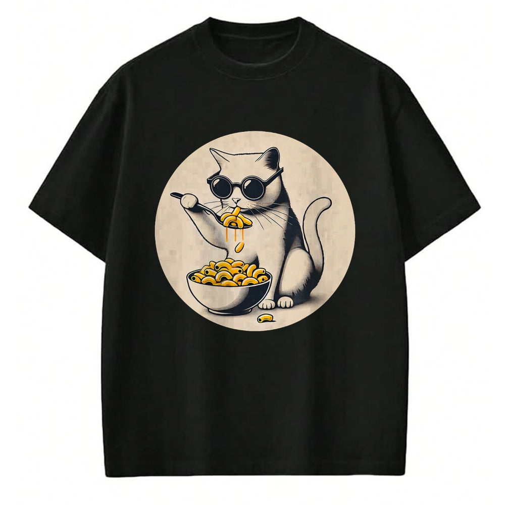 Cat Love Shirt, Funny Cat Lover Gift UnisexT-Shirt/Hoodie/Sweatshirt HLT00 - Cat Eating Mac and Cheese Men Women Girls Kids T-Shirt