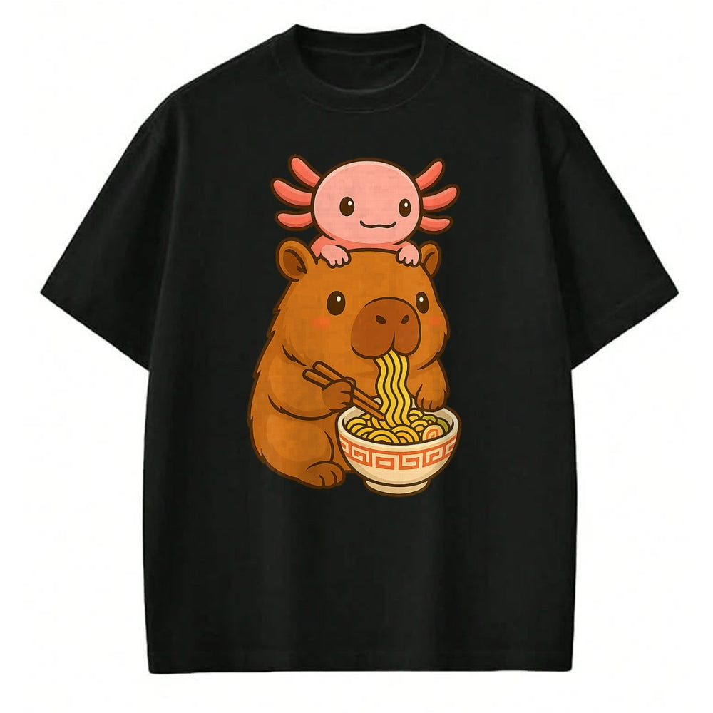 Cute Capybara Shirt, Funny Capybara UnisexT-Shirt/Hoodie/Sweatshirt HLT00 - Capybara Anime Ramen Axolotl Funny Graphic Kawaii Capibara T-Shirt