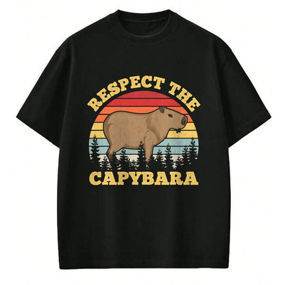 Cute Capybara Shirt, Funny Capybara Unisex T-Shirt/Hoodie/Sweatshirt HLT00 - Respect The Capybara Funny Capibara Rodent Animal Lover T-Shirt