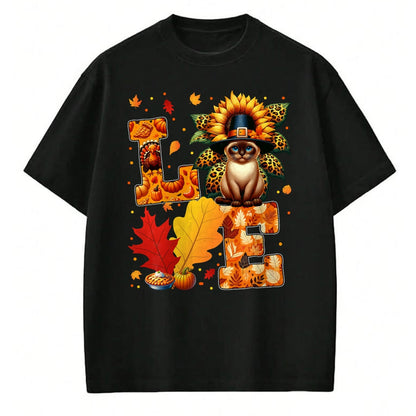 Cat Love Shirt, Funny Cat Lover Gift UnisexT-Shirt/Hoodie/Sweatshirt HLT00 - LOVE Thanksgiving Siamese Cat Costume Fall Leaves Sunflower T-Shirt for Men Women Kids