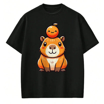 Cute Capybara Shirt, Funny Capybara Unisex T-Shirt/Hoodie/Sweatshirt HLT00 - Kawaii Capybara Orange Long Sleeve T-Shirt