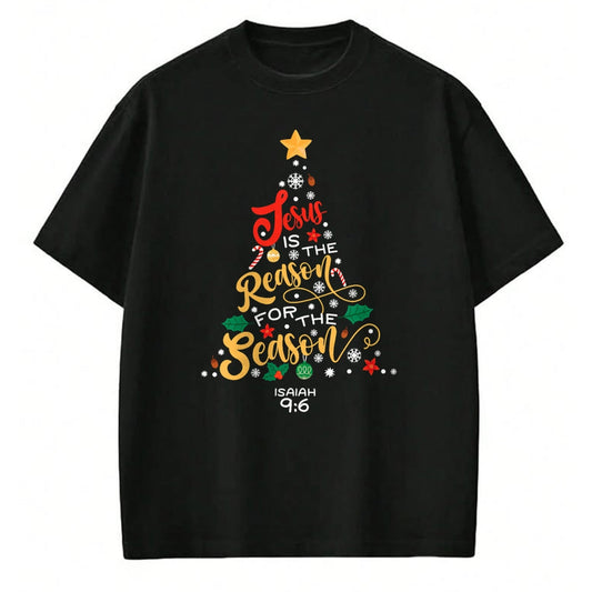 Christian Tee, Christian Faith Unisex T-Shirt/Hoodie/Sweatshirt HLT00 - Jesus Is The Reason For The Season Christian Christmas Tree T-Shirt (1)