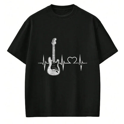 Guitar Lover Shirt, Funny Guitar UnisexT-Shirt/Hoodie/Sweatshirt HLT00 - Vintage Guitarist Love Music Heart Gifts Heartbeat Guitar T-Shirt