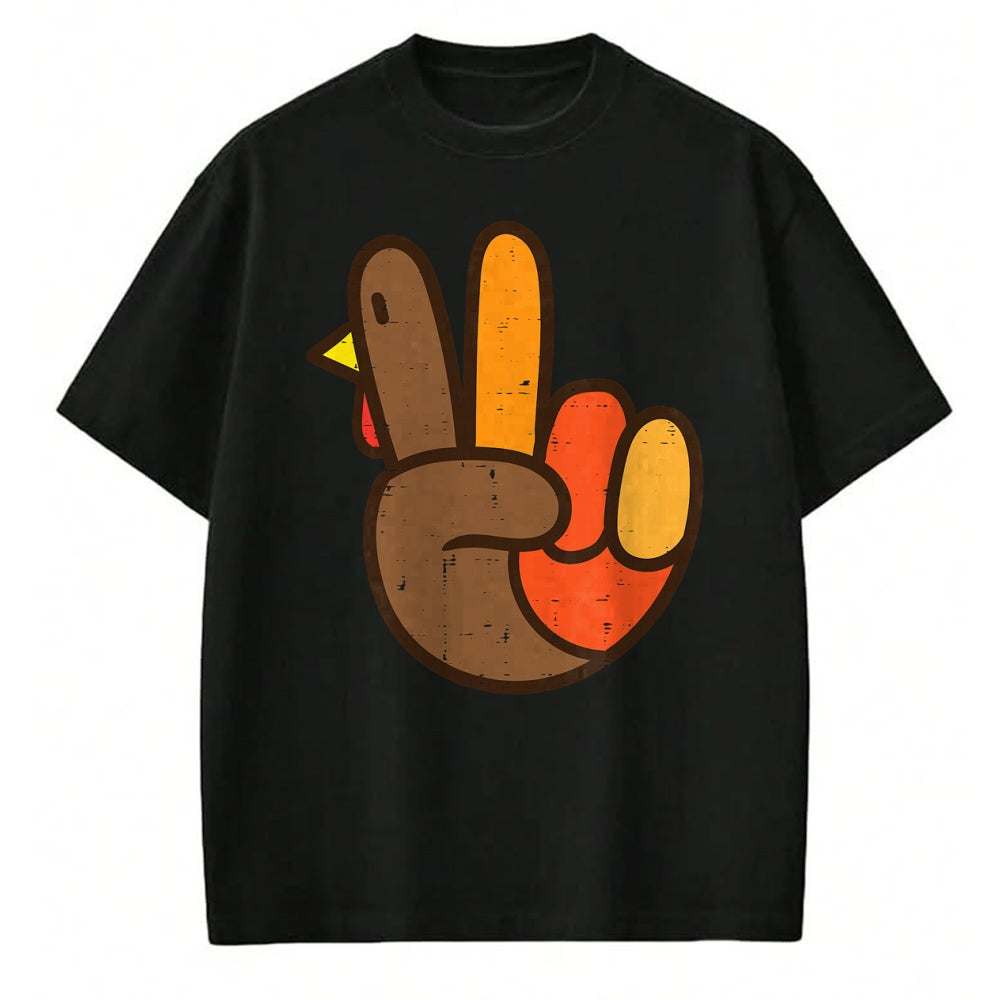 Best Thanksgiving Family Shirt , Funny Thanksgiving UnisexT-Shirt/Hoodie/Sweatshirt HLT00 - Peace Sign Turkey Hand Cool Thanksgiving Hippie Men Women T-Shirt