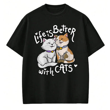 Cat Love Shirt, Funny Cat Lover Gift UnisexT-Shirt/Hoodie/Sweatshirt HLT00 - Valentine_s Cat Lover Life is Better with Cats Mother_s Day T-Shirt Small