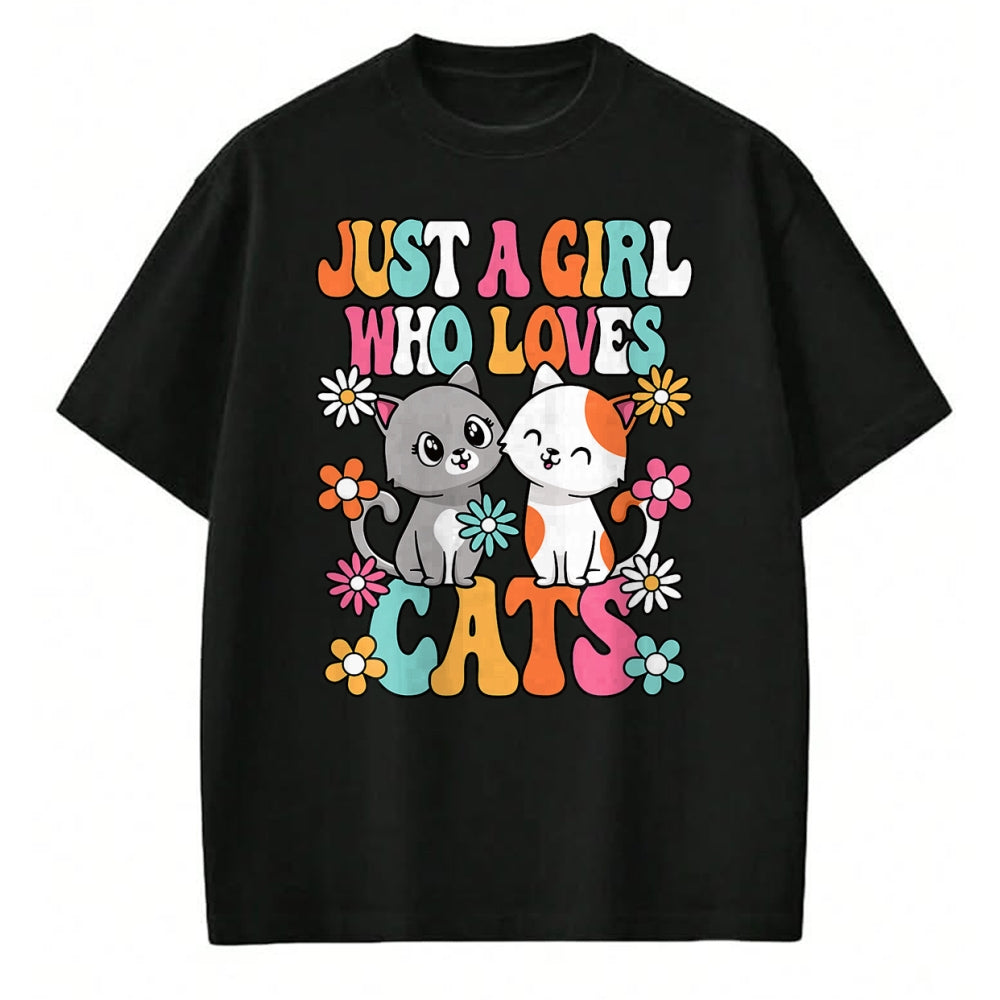 Cat Love Shirt, Funny Cat Lover Gift UnisexT-Shirt/Hoodie/Sweatshirt HLT00 - Just A Girl Who Loves Cats Cute Cat Lover Kitten Girls Kids T-Shirt