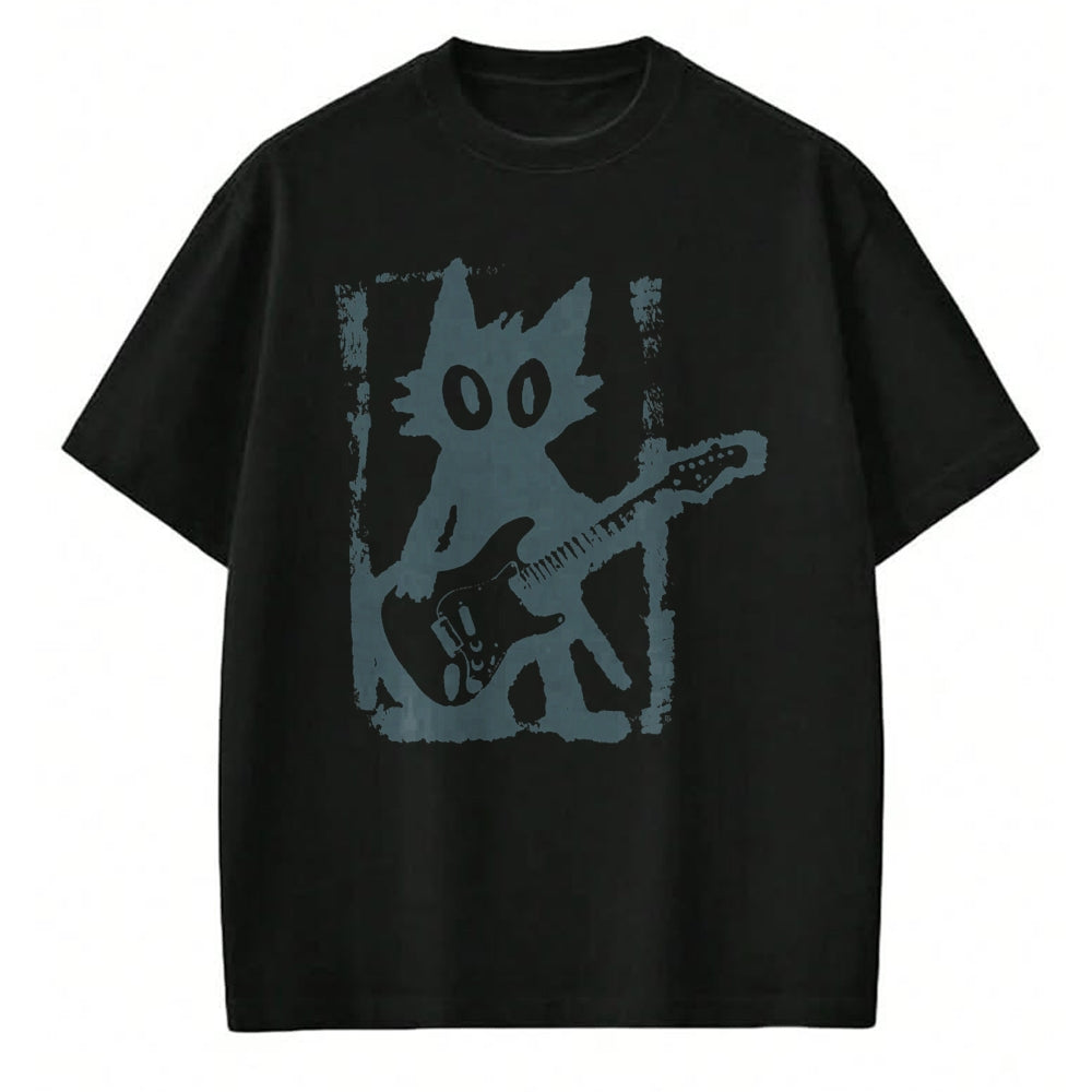 Guitar Lover Shirt, Funny Guitar UnisexT-Shirt/Hoodie/Sweatshirt HLT00 - Cat Playing Guitar Rock Star Rock and Roll Men Women Kids T-Shirt (1)